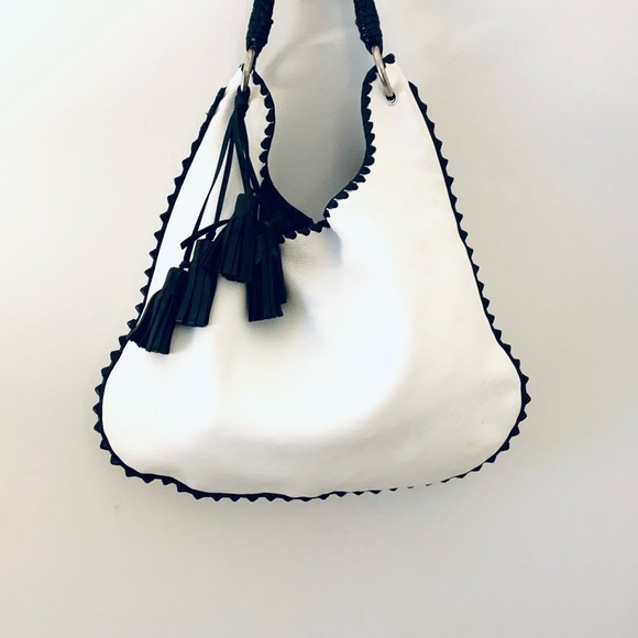 ANTHONY LUCIANO Authentic Leather 
Custom Made Hand Bag, Large White/Black - Picture 2 of 14